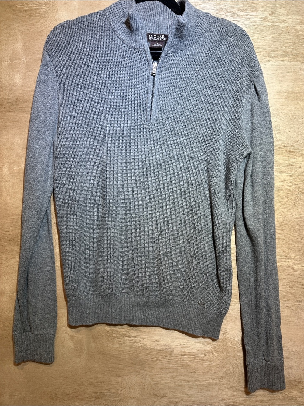 Michael Kors Men's Light Gray Half-Zip Knit Sweater